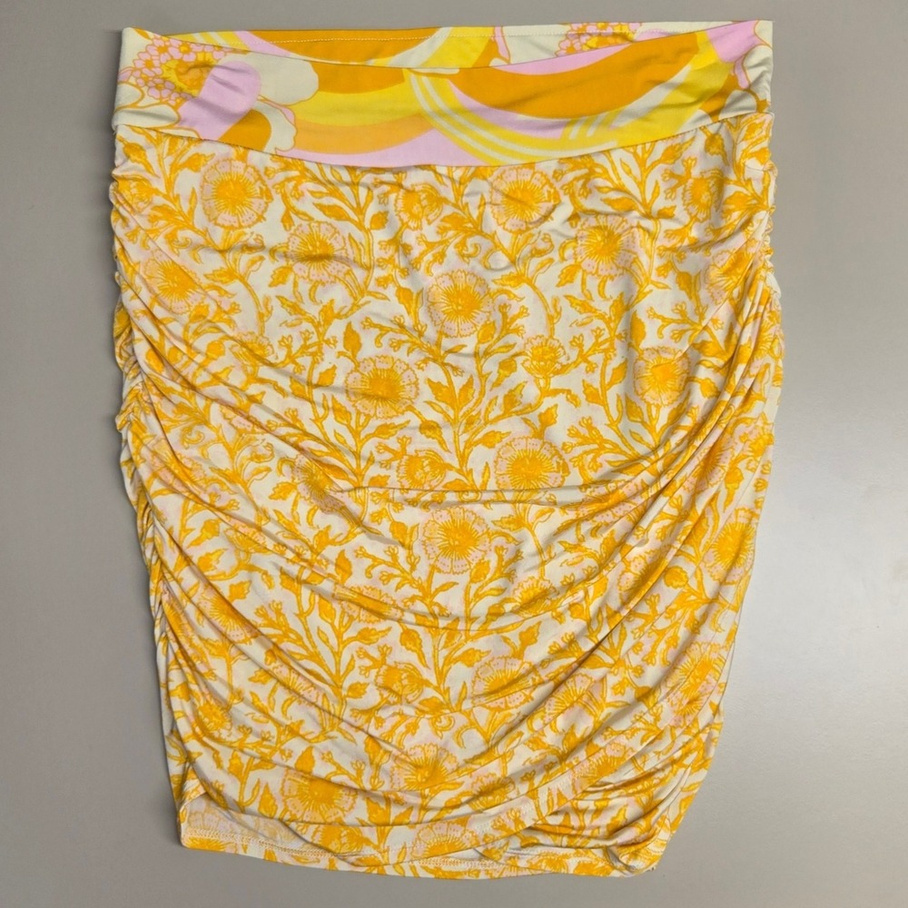 Free People Mini Skirt Medium She's Something‎ Else Yellow Floral Print Bodycon - Picture 3 of 9